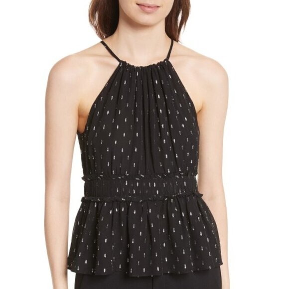 Joie Shawnette Metallic Silk Chiffon Halter Top - Picture 1 of 4